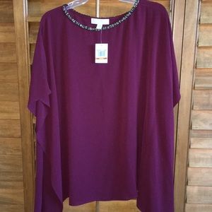 Merlot blouse with gold accent detailing by MK